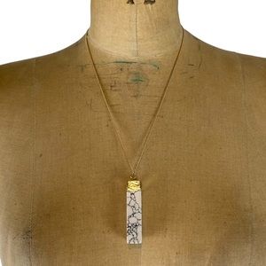 3/$30 Marble Look Pendant Long Necklace